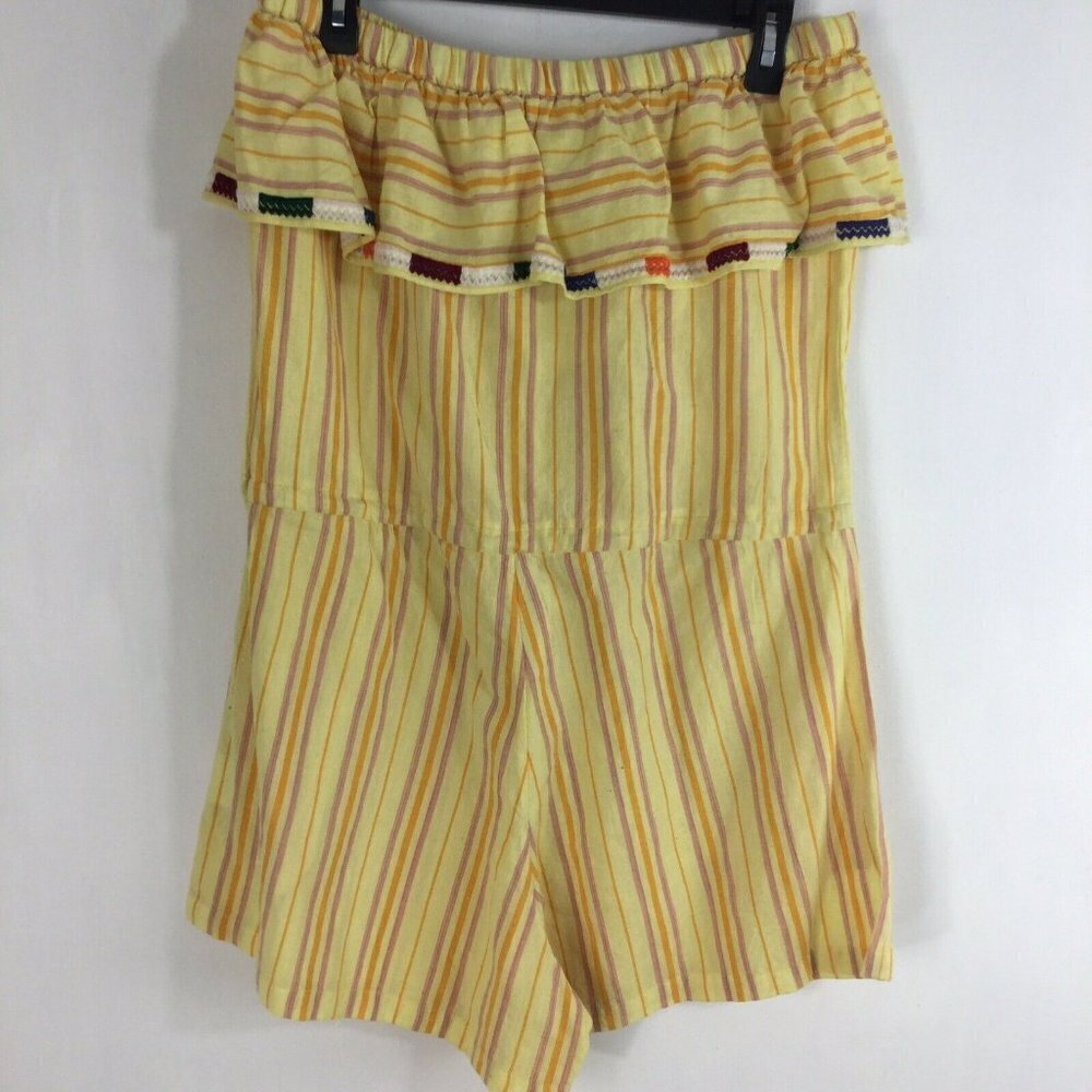 Kopal Rinku Strapless Romper Yellow Stripe Ruffle - Picture 3 of 8